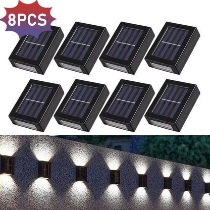 Solar Wall Lamps LED Outdoor Fence Deck Path Garden Patio Pathway Stairs Lights