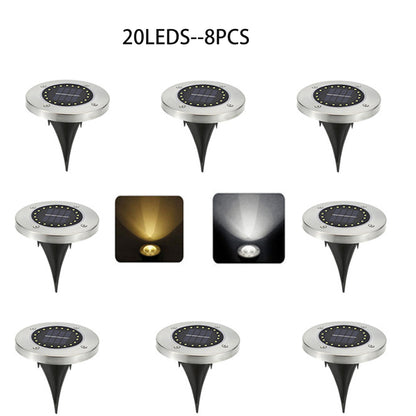 20LED Solar Power Disk Light Outdoor Garden Solar Underground Light Deck Light Spotlight Buried Solar Led Lamp Garden Decoration