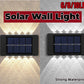 Lámpara de pared solar LED Luz de pared exterior Ip65 Decoración de jardín impermeable Balcón Patio Lámparas de decoración de calle Luces solares exteriores