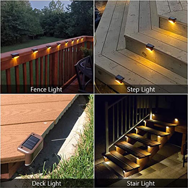 Warm White LED Solar Step Lamp Path Stair Outdoor Garden Lights Waterproof Balcony Light Decoration for Patio Stair Fence Light