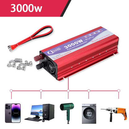 Pure Sine Wave Inverter 12V/24V To AC 220V 1600W 2200W 3000W Voltage Transformer Power Converter Solar Inverter