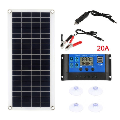 Tragbares 300-W-Solarpanel-Kit, 12-V-USB-Ladeschnittstelle, Solarplatine mit Controller, wasserdichte Solarzellen für Telefon, Wohnmobil, Auto