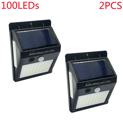 Outdoor 100 LED Solar Light Motion Sensor Waterproof Sunlight Garden Decoration Street Lights Solar Powered Lantern Wall Lamp