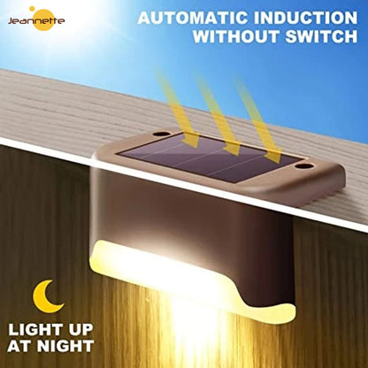 Lâmpada solar caminho deck jardim ao ar livre luzes led decoração de iluminação de varanda à prova dwaterproof água para pátio cerca de escada luz solar ao ar livre