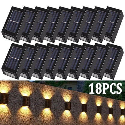 Solar Wall Lamps LED Outdoor Fence Deck Path Garden Patio Pathway Stairs Lights