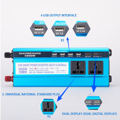 5000W Car Inverter, 4 USB OUTPUT INTERFACE D AC