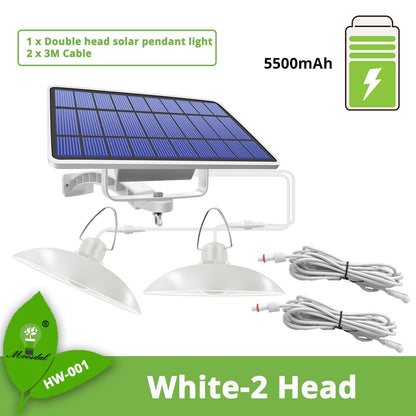 IP65 Waterproof Double Head Solar Pendant Light Outdoor Indoor Solar Lamp With Cable Suitable for courtyard, garden, indoor etc,