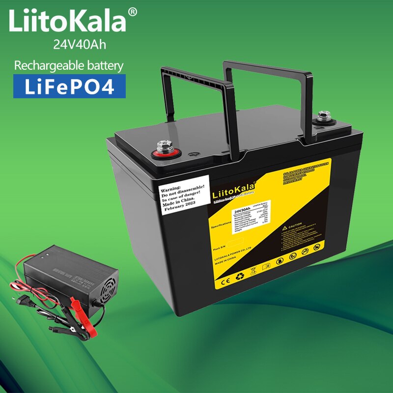 LiitoKala 24V 30Ah 40Ah batteria lifepo4 Batterie di alimentazione per 8S 29.2V RV Camper Golf Cart Off-Road Off-grid Vento solare