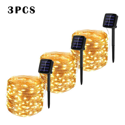 LED Solar Lights Outdoor Fairy String Light Festoon Lamp Waterproof 8 Modes Copper Wire Light for Garden Decor 52/32/22/7M