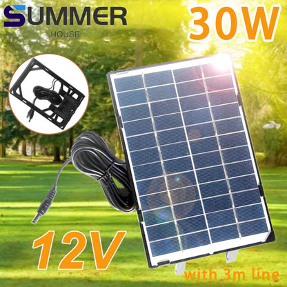 30W Portable Solar Panel Complete Kit Outdoor Camping Waterproof 12V DC Panel Cells for Flashlight Moblie Phone Battery Charger