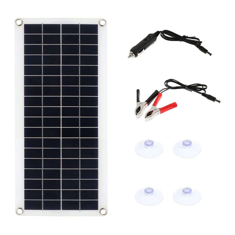 Kit de panel solar portátil de 300 W Placa solar de interfaz de carga USB de 12 V con controlador Células solares impermeables para teléfono RV Coche