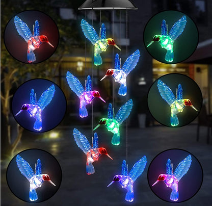 Nouvelle énergie solaire vent cloches carillon boule de cristal colibri papillon libellule étanche lumière extérieure pour Patio cour Garde