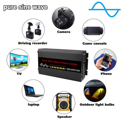 Pure Sine Wave Inverter 3500W 5000W 8000W Power DC 12V To AC 220V Voltage 50Hz Converter Solar Car Inverters With LED Dis