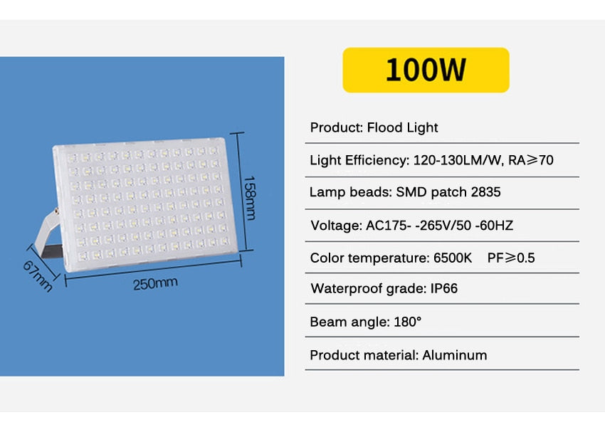 Square LED flood light 100W200W300W outdoor waterproof lighting project flood light advertising projection light tree light