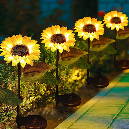 Solar Sunflower Outdoor Light IP65 Waterproof 20LED Solar Lawn Pathway Light for Patio Yard Garden Decoration Landscape Lighting