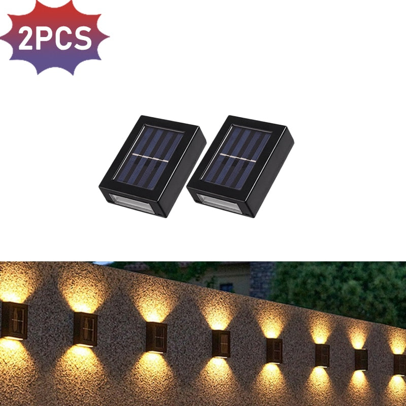 Solar Wall Lamps LED Outdoor Fence Deck Path Garden Patio Pathway Stairs Lights