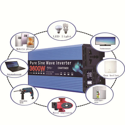 Inverter a onda sinusoidale pura 12V 220V DC 12/24V a CA 220V 2000W 3000W 3600W Convertitore di tensione di alimentazione universale Inverter solare per auto