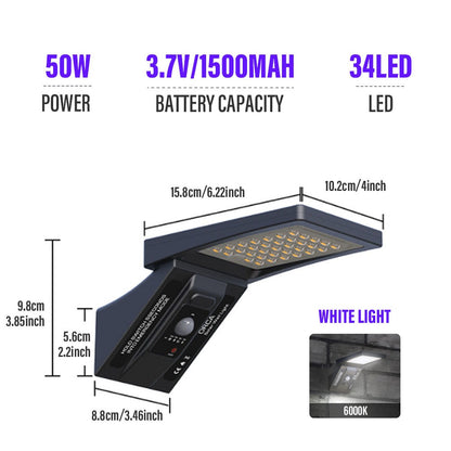 LED-Solarwandleuchte für den Außenbereich, IP65, wasserdicht, mit Fernbedienung, Bewegungsmelder, Straßenlaterne für den Innenhof, die Garage, den Garten, den Korridor