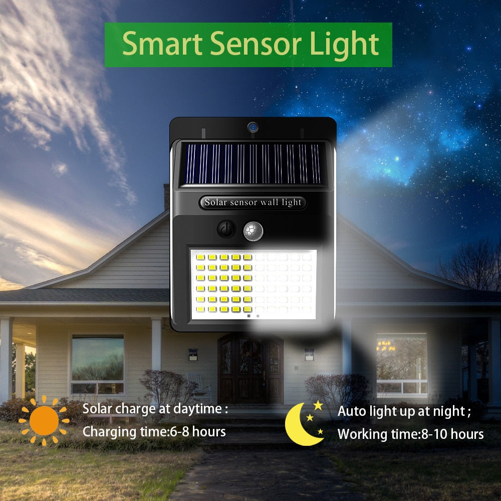 Smart Sensor Light Solar sensor wall light Solar charge at daytime :