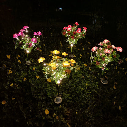 LED Solar Azalea Flowers Garden Lamp Home Decorative Light Landscape Orchid Rose LampYard Lawn Path Holiday Wedding Lights