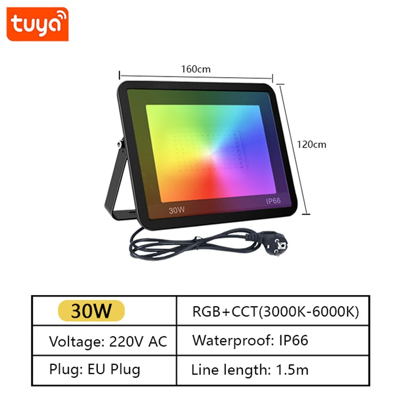 TUYA RGB lumières de noël projecteur led extérieur IP66 étanche foco led 220v 100W 50W 30W éclairage extérieur pour jardin cour