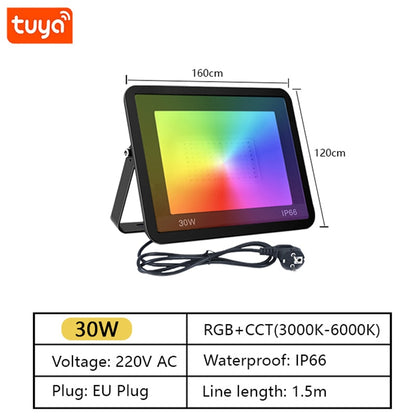 TUYA RGB lumières de noël projecteur led extérieur IP66 étanche foco led 220v 100W 50W 30W éclairage extérieur pour jardin cour