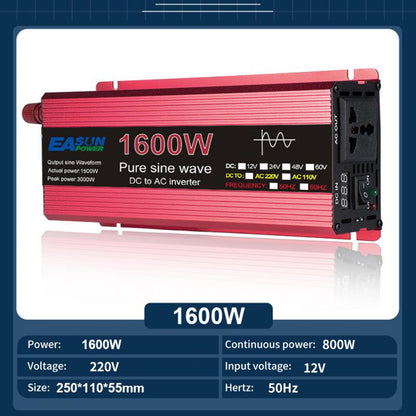 Pure Sine Wave Inverter DC 12V To AC 110V/220V Transformer 1000W 1600W 2200W 3000W LED Display Solar Inverter Power Converter