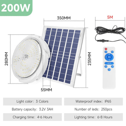 Solar lights Indoor Home Top Ceiling House IP65 Waterproof Outdoor Veranda Solar Power Lamp LED Top Solar Energy Interior Light