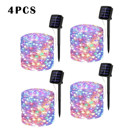 LED Solar Lights Outdoor Fairy String Light Festoon Lamp Waterproof 8 Modes Copper Wire Light for Garden Decor 52/32/22/7M