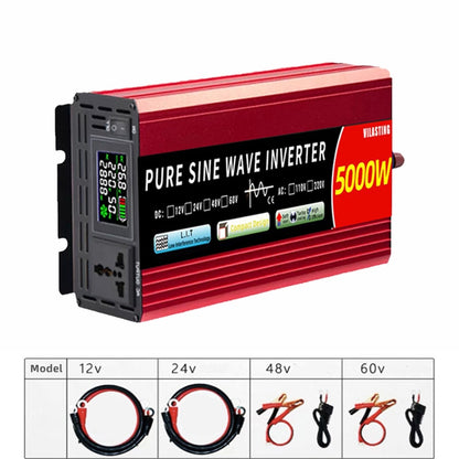 Micro inversor 12v/24v 110v/220v onda senoidal pura 5000w 4000w 3000w 2000w dc para ca 50/60 hz display lcd inteligente conversor de aumento de potência