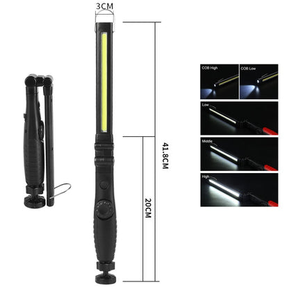 15W 45LED Emergency Floodlight 43.3cm Handheld Camping Torch 3000mAh Type C Work Light 360° Inspection Lamp Red Strobe Warning