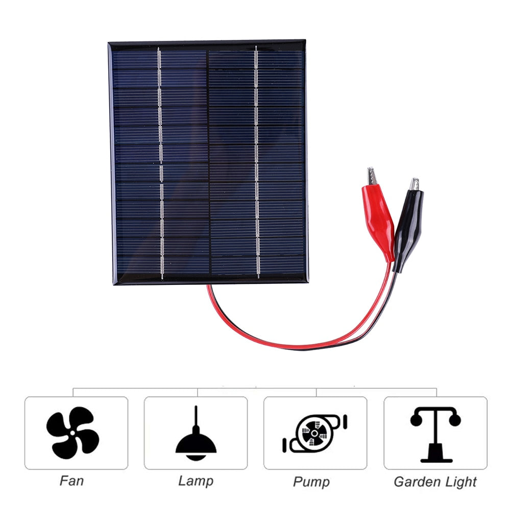 Painel solar à prova d'água 5W 12V ao ar livre DIY Carregador de células solares Painéis epóxi de polissilício 136x110MM para ferramenta de carregamento de bateria de 9-12V