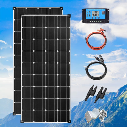 300W Solar Panel Kit Complete Off-Grid 12V/24V Battery 1 ~ 2pcs 18 Voltage Cell 150w Charge for balcony window Boat Caravan Home