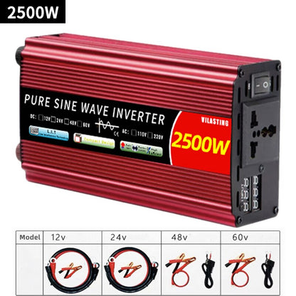 Inverter 12v 220v Pure Sine Wave 24v 110v DC To AC 2000W 3000W 4000W 5000W Universal Power Converter Car Solar Inverter 50/60HZ