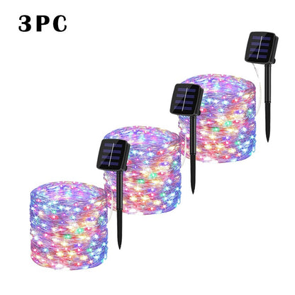 LED Solar Lights Outdoor Fairy String Light Festoon Lamp Waterproof 8 Modes Copper Wire Light for Garden Decor 52/32/22/7M