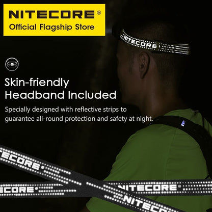 Lanterna frontal recarregável NITECORE NU33 USB-C Saída tripla LED 700 lúmens Bateria embutida de 2000 mAh para acampamento Pesca leve