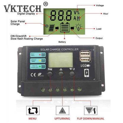 Voltage VKTECH Digital Display V% Hour Solar Panel 888