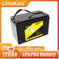 LiitoKala 12v 120ah capacidad lifepo4 12,8 V batería paquete de batería solar RV recargable hierro de litio con bms para acampar al aire libre