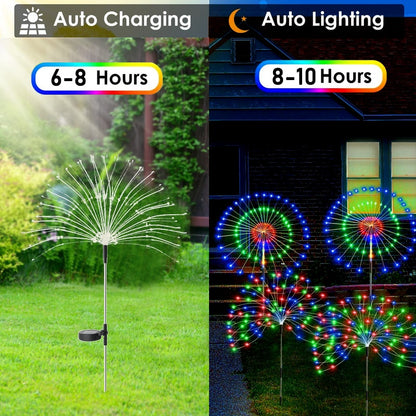 LED Solar Power Lights Firework Garden Decoration Fairy Lights Waterproof Outdoor Dandelion Lawn Lamp For Patio Path