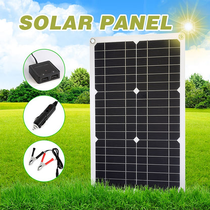 Professional 100W 12V Solar Panel Kit Single/Dual USB Port Off Grid Monocrystalline Module with 30A Solar Charge Controller