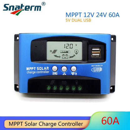 MPPT 30A 40A 50A 60A 100A Controlador de carga solar 12V / 24V Panel solar Regulador de batería Controlador de carga Dual USB 5V2A Uso doméstico