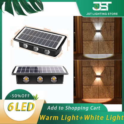 Solar LED Wall Light Outdoor Waterproof Garden Lights Wall Washer Villa Exterior Wall Lamp Terrace Strong Brightness Solar Lamps