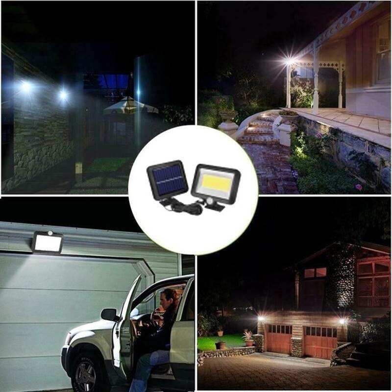 100/120COB lâmpada de parede dividida solar 3 modos sensor de movimento à prova d'água luzes de rua de jardim lâmpada solar para luz de parede de segurança de jardim