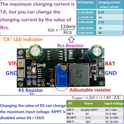 Controlador Solar MPPT 1A 3,2 V 3,7 V 3,8 V 7,4 V 11,1 V 14,8 V módulo de cargador de batería de titanato LiFePO4 placa de carga de batería