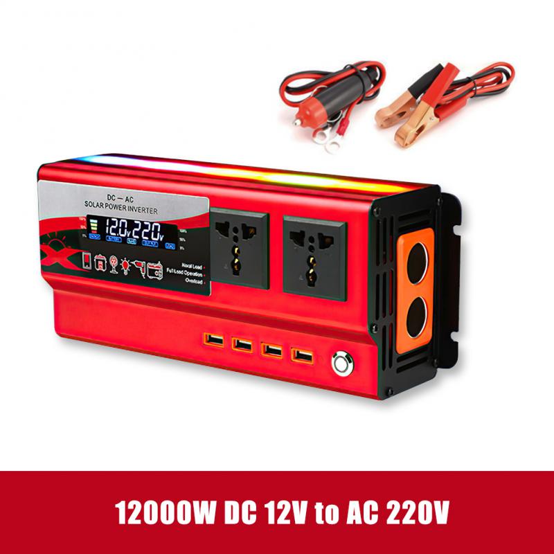 Reiner Sinus-Wechselrichter, 6000 W, 12000 W, 20000 W, 12 V/24 V auf 220 V, Stromrichter, 4 USB-EU-Buchse, Auto-Wechselrichter-Transformator