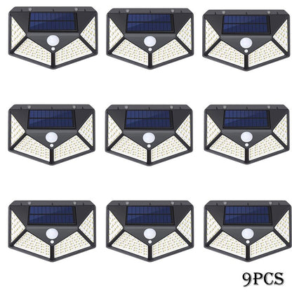 100 LED Solar Lights Outdoor Solar Wall Lamp PIR Motion Sensor Lamp Waterproof Solar Street Light for Garden Decoration