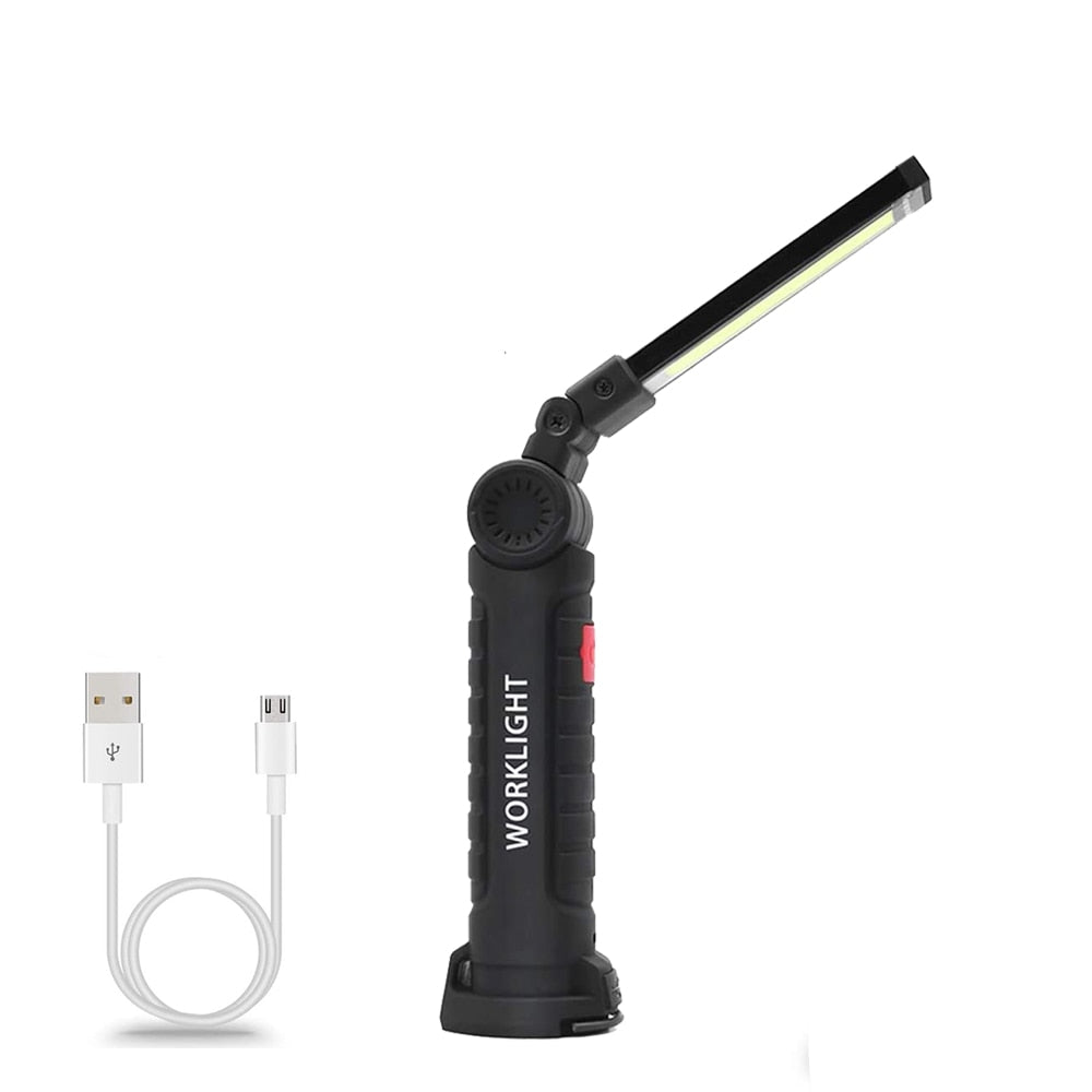 Nuova torcia portatile a LED COB Lampada da lavoro ricaricabile USB Lanterna magnetica Lampada a sospensione con torcia da campeggio a batteria integrata