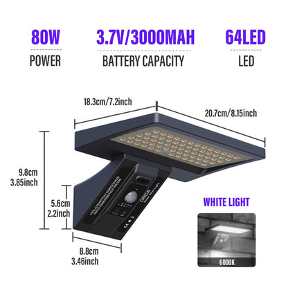 LED Outdoor Solar Wall Light IP65 Waterproof with Remote Control Motion Sensor Street Light for Courtyard Garage Garden Corridor