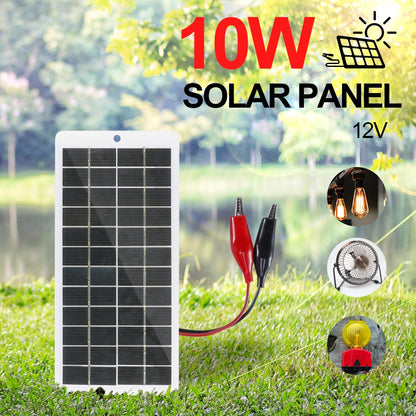 Solar Panel 10W 12V Outdoor DIY Solar Cells Charger Polysilicon Panels USB Outdoor Portable Solar for Cell Mobile Phone Chargers