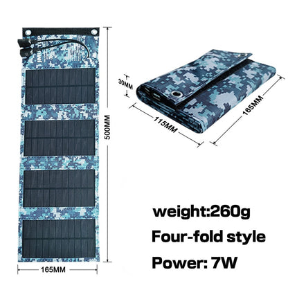 Outdoor Hiking fishing Solar panel 5V 10W 7W Waterproof USB Battery Charger Portable power bank For tourist cells phone camping